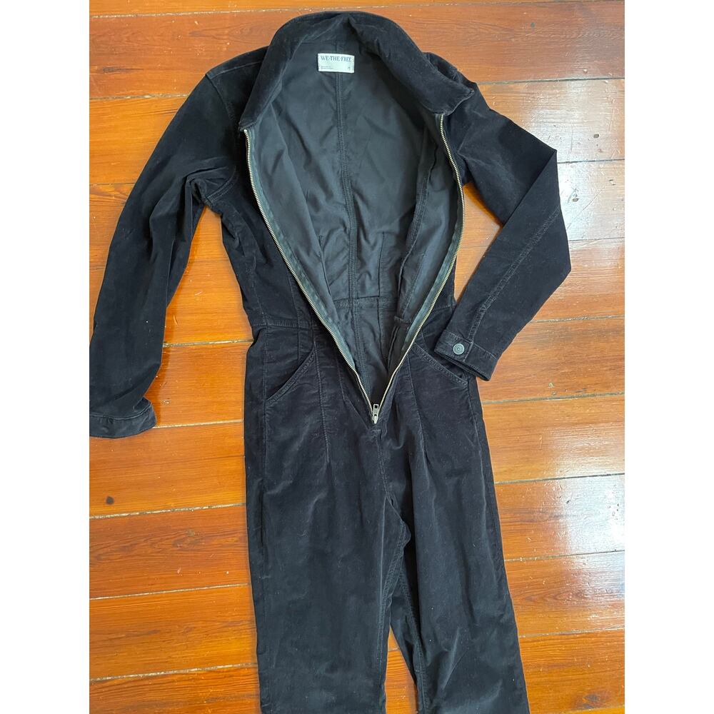 Free People We The Free Jayde Corduroy Flare Jumpsuit Black Medium - Picture 7 of 13